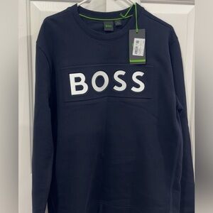 BOSS Men's Dark Blue Crewneck Sweater
